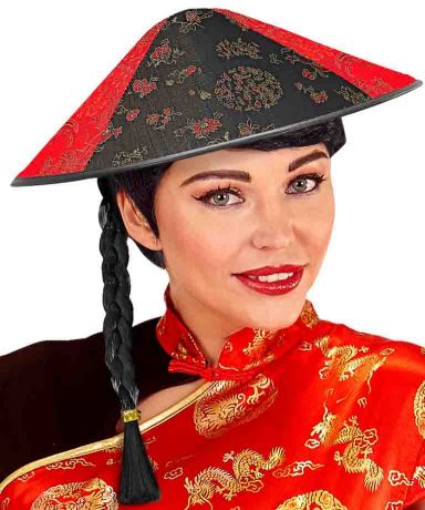 Шляпа китайская (красно-черная)