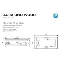 Гидромассажная встраиваемая ванна Jacuzzi Aura Uno Wood с 8 форсунками и подсветкой 180x90 схема 2