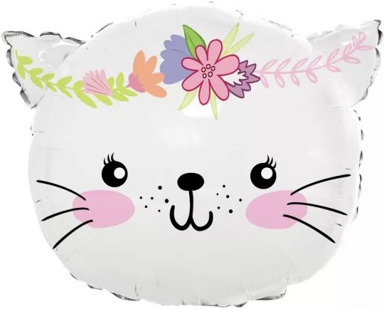 Кошечка-весна (голова) фигурный шар фольгированный с гелием