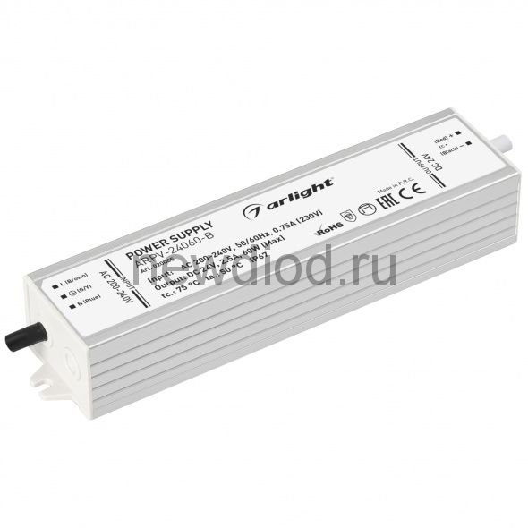 Блок питания ARPV-24060-B (24V, 2.5A, 60W) (IP67 Металл, 3 года) Arlight