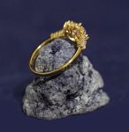 Позолоченное кольцо "Сердце" с искусственным розовым топазом (арт. 880163)