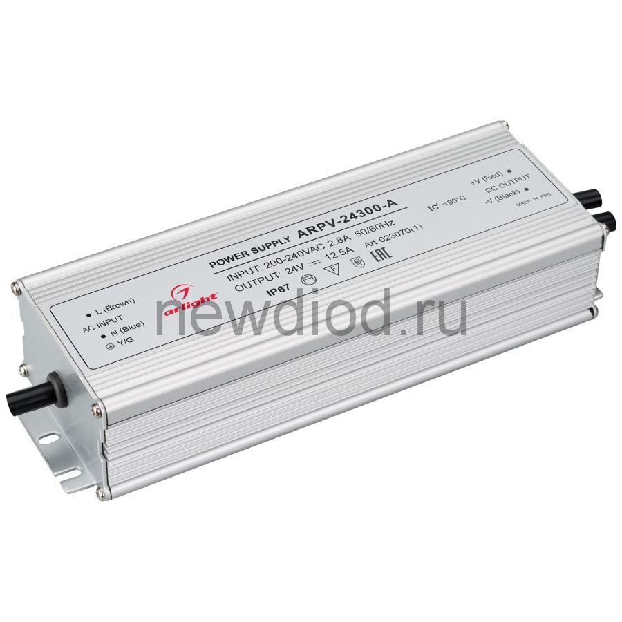 Блок питания ARPV-24300-A (24V, 12.5A, 300W) (IP67 Металл, 3 года) Arlight