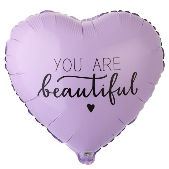 You are beautiful сердце сиреневое шар фольгированный с гелием