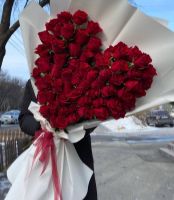 Гигантское сердце из Красных Роз 80 см 81 шт Гарантия на цветы 5 дней!