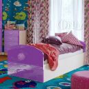 Кровать "Юниор-2" 2,0*0,8 м Фиолетовый металлик, Дуб беленый