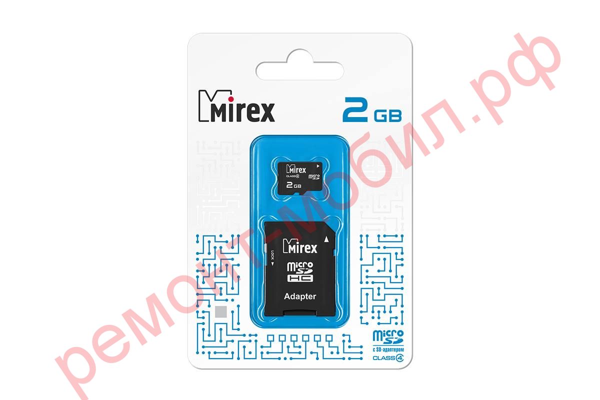 Карта памяти MicroSDHC Mirex 2 GB ( 4 class ) с адаптером