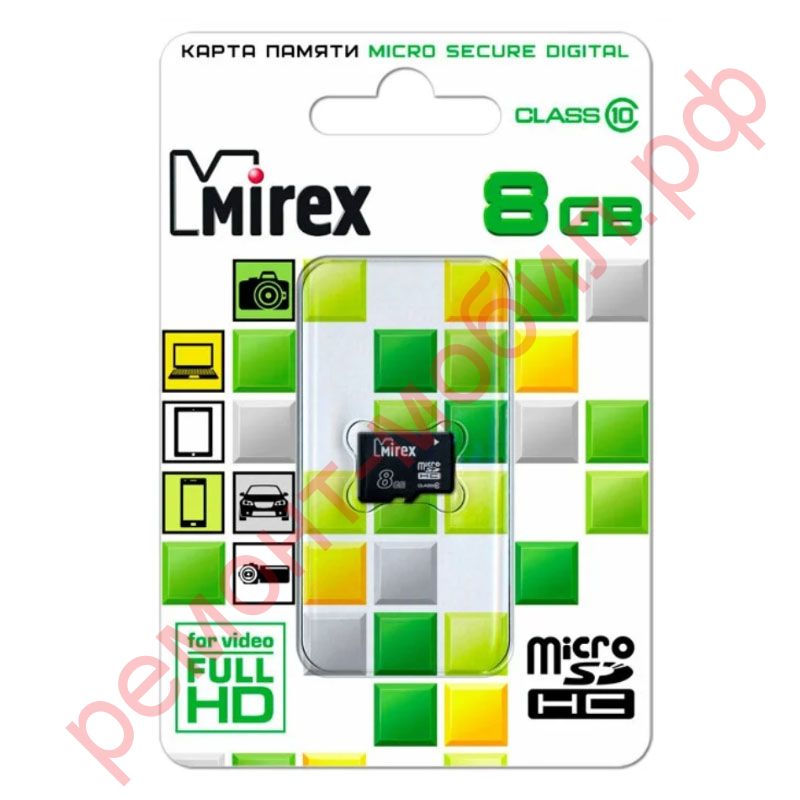 Карта памяти MicroSDHC Mirex 8 GB ( 10 class ) без адаптера