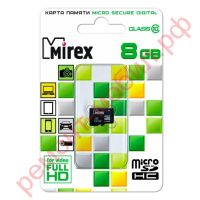Карта памяти MicroSDHC Mirex 8 GB ( 10 class ) без адаптера