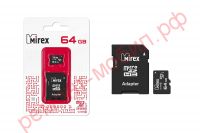 Карта памяти MicroSDХC Mirex 64 GB UHS-I U1 ( 10 class ) с адаптером