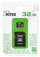 Карта памяти MicroSDHC Mirex 32 GB ( 10 class ) с адаптером