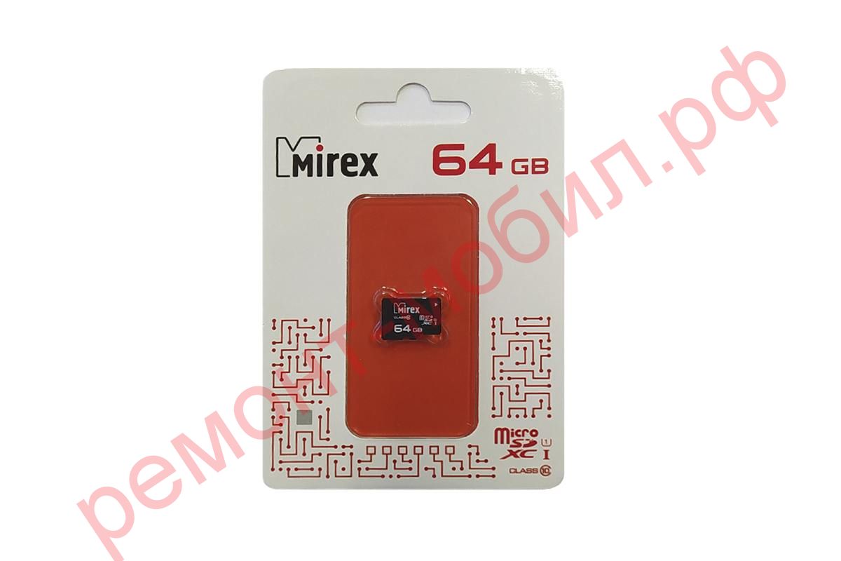 Карта памяти MicroSDХC Mirex 64 GB UHS-I U1 ( 10 class ) без адаптера
