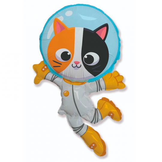 Котик-космонавт шар фольгированный на палочку с воздухом (не летает!)