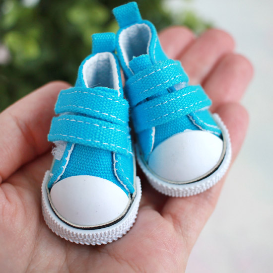 Обувь для кукол Кеды 5 см на липучках - голубые