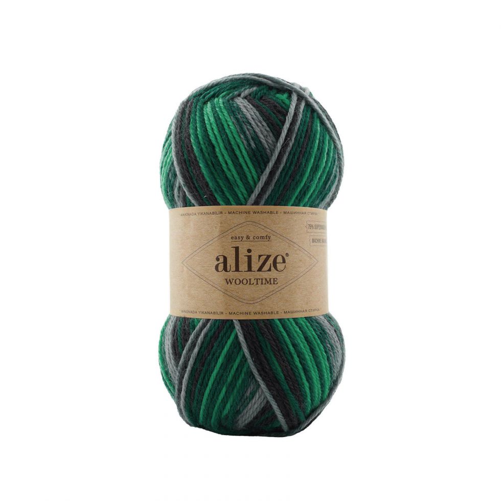 Wooltime (Alize) 11012-зеленый меланж