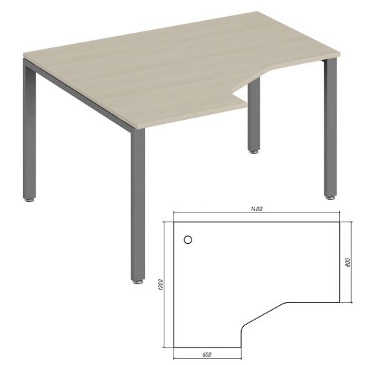 Trend Metal Эргономичный стол левый 1400x1200x750 мм