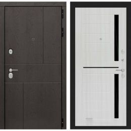 Дверь Входная Лабиринт URBAN 02 Сандал белый, стекло черное, металлическая