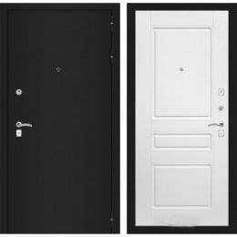 Дверь Входная Лабиринт CLASSIC шагрень черная 03 Белый софт, металлическая