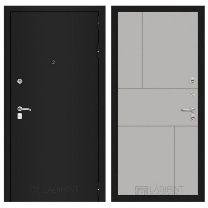 Дверь Входная Лабиринт CLASSIC шагрень черная 21 Грей софт, металлическая