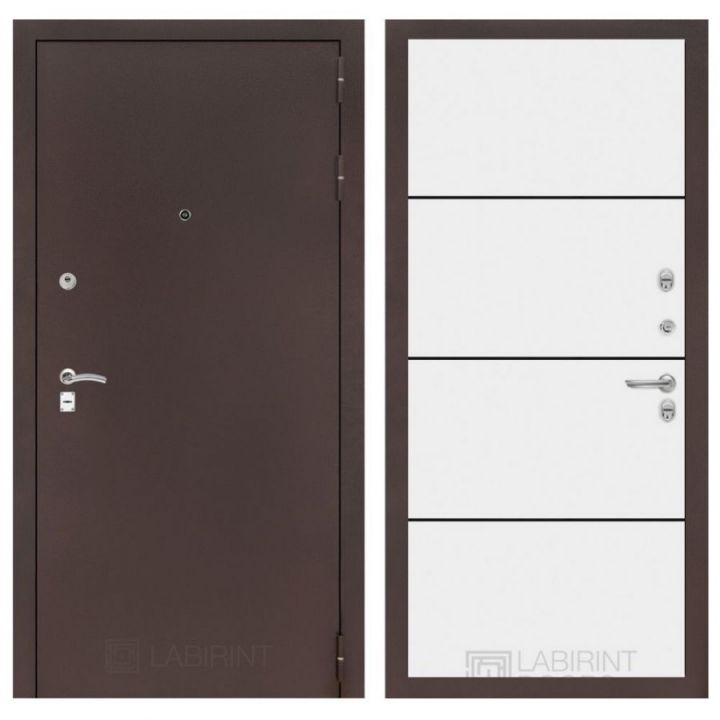 Дверь Входная Лабиринт CLASSIC антик медный 25 Белый софт металлическая
