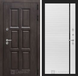Дверь Входная Лабиринт ЛОНДОН ТЕРМО 22 Белый софт, черная вставка металлическая