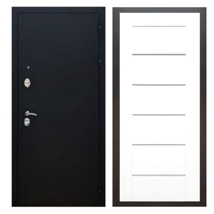 Дверь входная металлическая Лекс X5 Черный муар Сити Белый Ясень