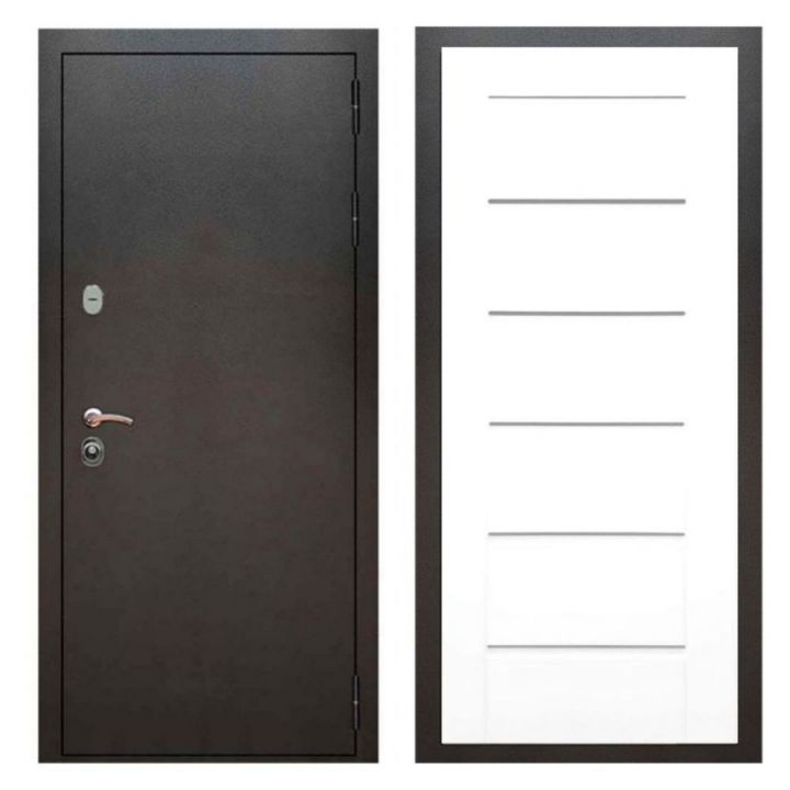 Дверь входная металлическая Лекс Х5 Серебро Антик Сити Белый Ясень