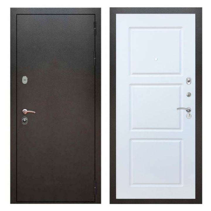 Дверь входная металлическая Лекс Х5 Серебро Антик ФЛ-3 Белый Софт