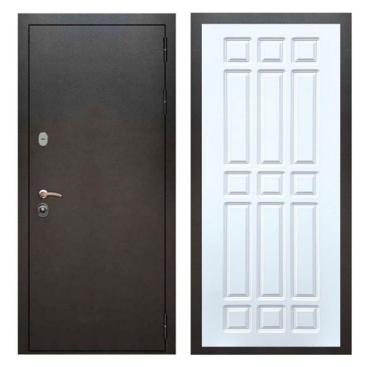 Дверь входная металлическая Лекс Х5 Серебро Антик ФЛ-33 Белый Софт