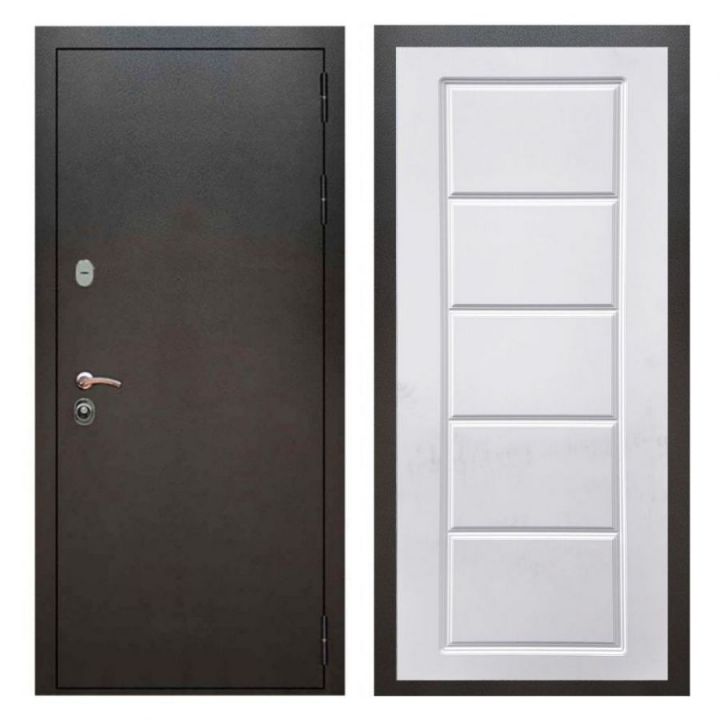 Дверь входная металлическая Лекс Х5 Серебро Антик ФЛ-39 Белый Софт