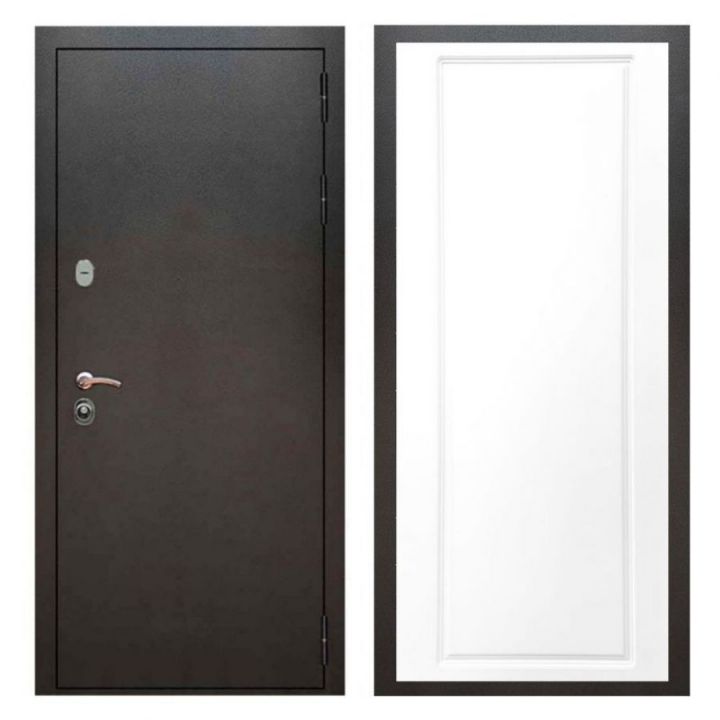Дверь входная металлическая Лекс Х5 Серебро Антик ФЛ-119 Белый Софт