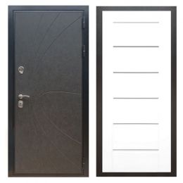 Дверь входная металлическая Лекс X248 Штукатурка Графит Сити Белый Ясень