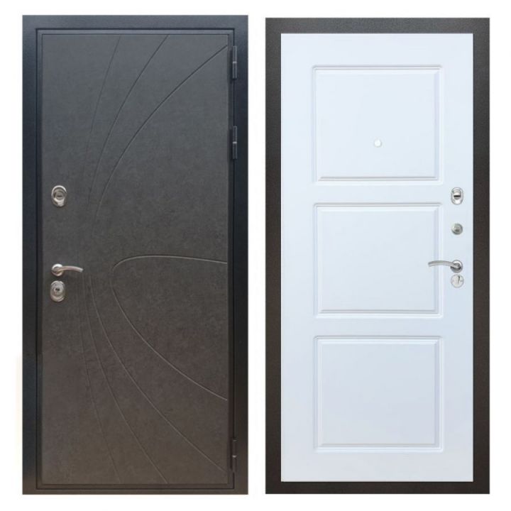 Дверь входная металлическая Армада X248 Штукатурка Графит ФЛ-3 Белый Софт