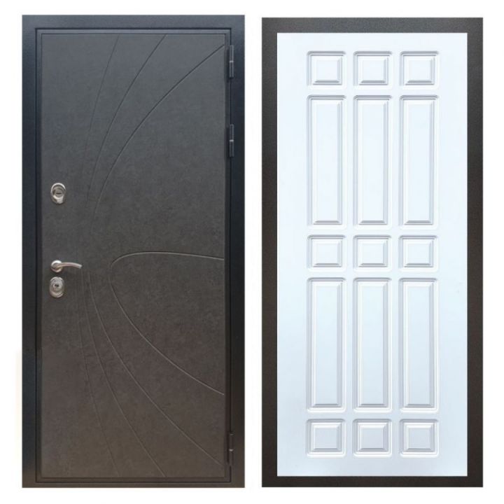 Дверь входная металлическая Армада X248 Штукатурка Графит ФЛ-33 Белый Софт