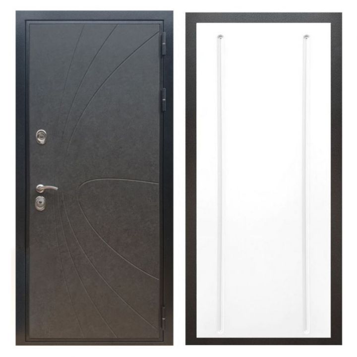 Дверь входная металлическая Армада X248 Штукатурка Графит ФЛ-68 Белый Софт