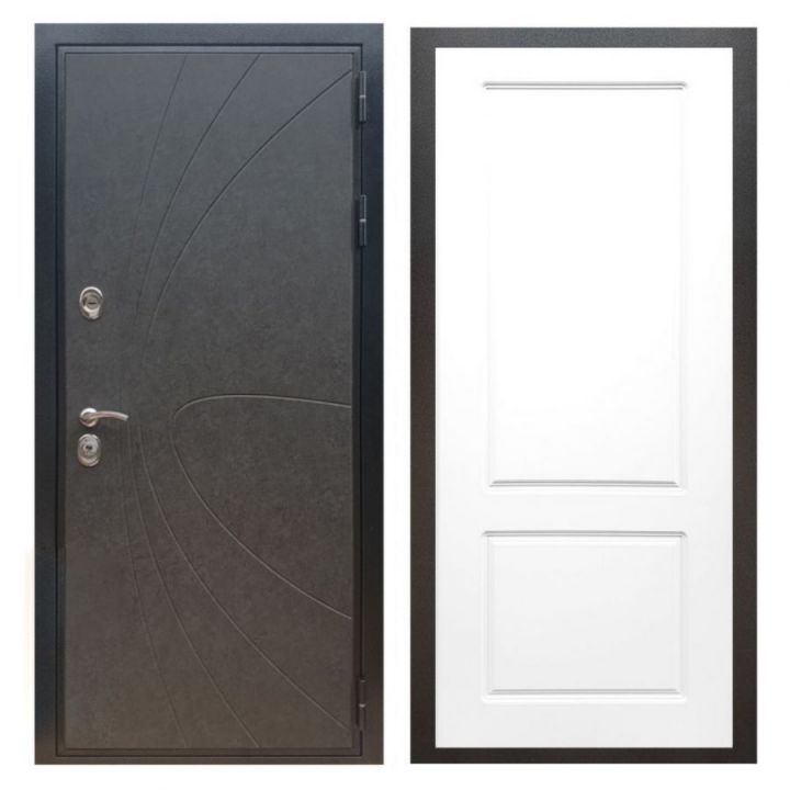 Дверь входная металлическая Армада X248 Штукатурка Графит ФЛ-117 Белый Софт