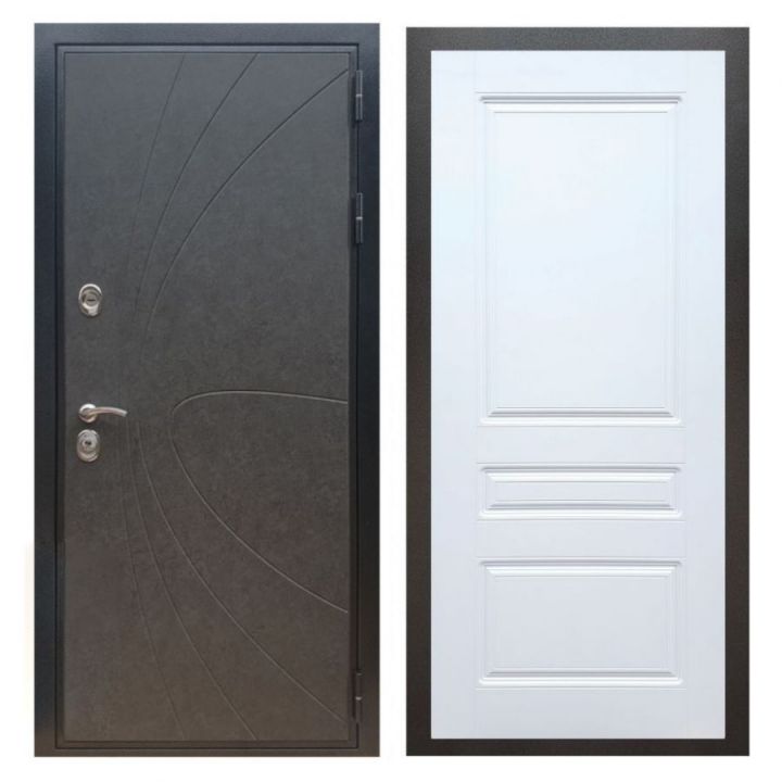 Дверь входная металлическая Армада X248 Штукатурка Графит ФЛ-243 Белый Софт