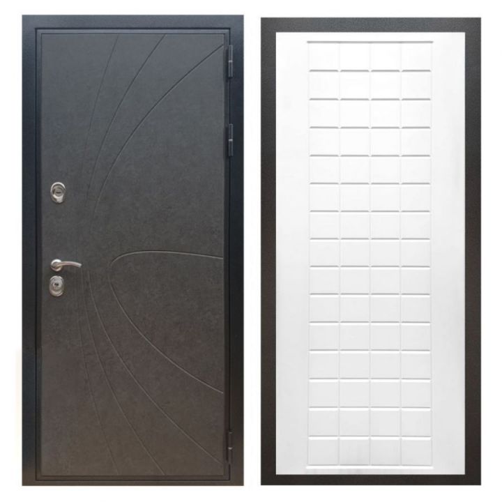 Дверь входная металлическая Армада X248 Штукатурка Графит ФЛ-256 Белый Софт