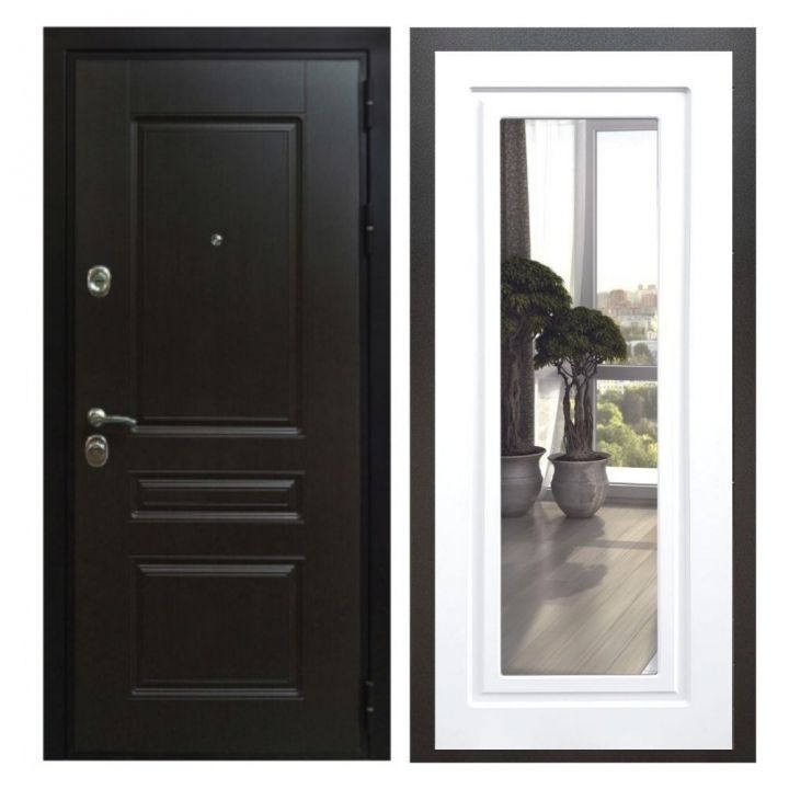 Дверь входная Армада Х Премиум Венге Зеркало Мини ФЛЗ-120 Белый Софт