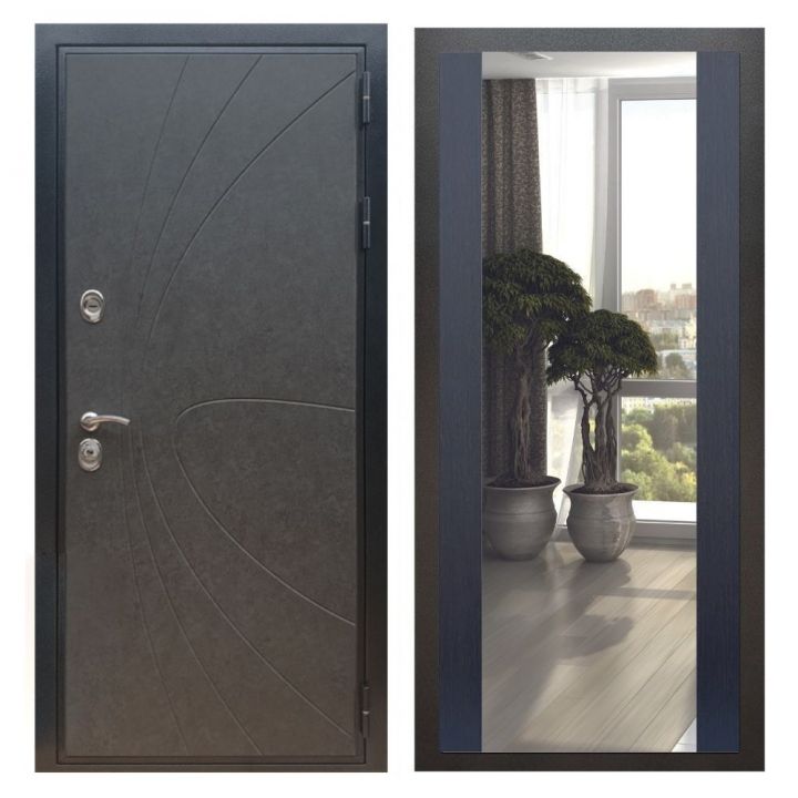 Дверь входная металлическая Армада X248 Штукатурка Графит Зеркало Макси Венге
