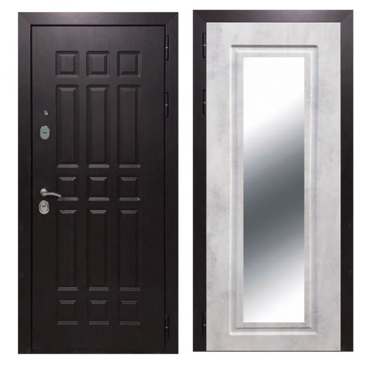 Дверь входная металлическая Армада Х8 Венге Зеркало Мини ФЛЗ-120 Бетон Светлый