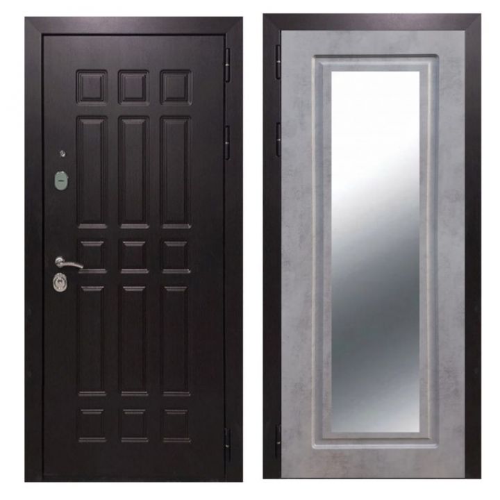 Дверь входная металлическая Армада Х8 Венге Зеркало Мини ФЛЗ-120 Бетон Темный