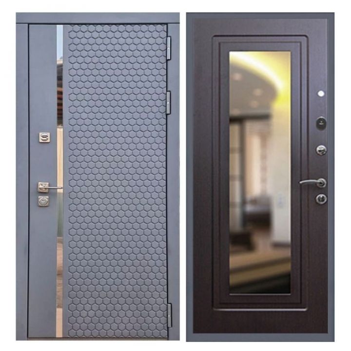 Дверь входная Армада Х24 Силк Титан Зеркало Мини ФЛЗ-120 Венге
