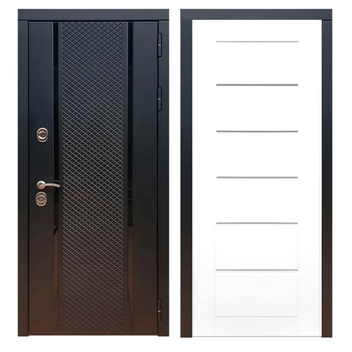Дверь входная металлическая Армада Х25 Черный кварц Сити Белый Ясень