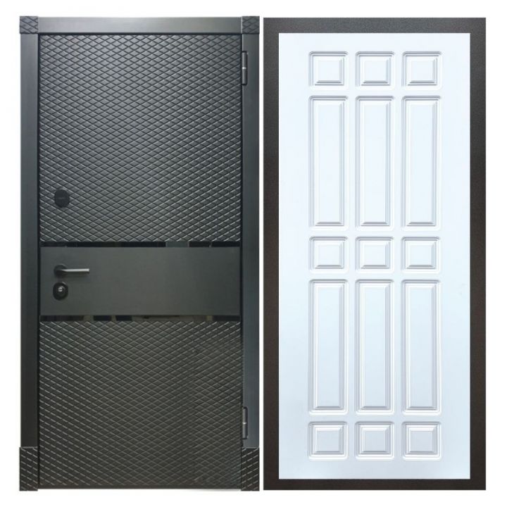 Дверь входная металлическая Армада Х15 Черный Кварц ФЛ-33 Белый Софт