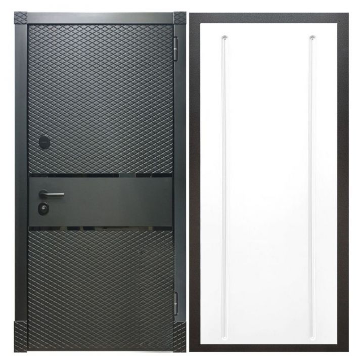 Дверь входная металлическая Армада Х15 Черный Кварц ФЛ-68 Белый Софт