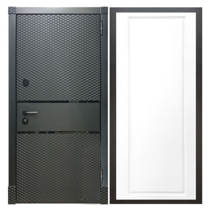 Дверь входная металлическая Армада Х15 Черный Кварц ФЛ-119 Белый Софт