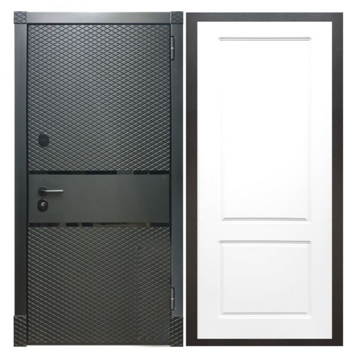 Дверь входная металлическая Армада Х15 Черный Кварц ФЛ-117 Белый Софт