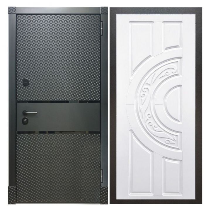 Дверь входная металлическая Армада Х15 Черный Кварц ФЛ-232 Белый Софт