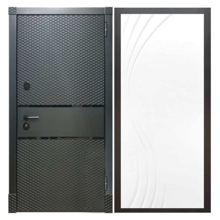 Дверь входная металлическая Армада Х15 Черный Кварц ФЛ-255 Белый Софт