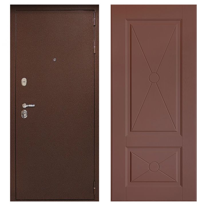 Входная металлическая Дверь Дверной континент Рубикон Антик Медь 617 Ясень шоколад